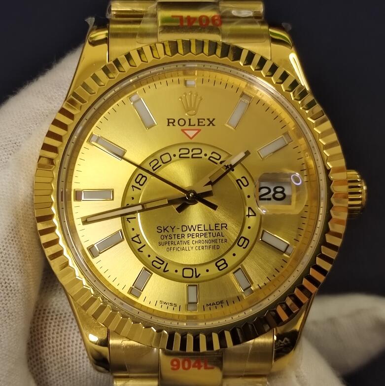 ロレックス スカイドゥエラー M326938-0003 ゴールド 超品質レプリカ時計 42mm 9001ムーブメントを搭載!取説書